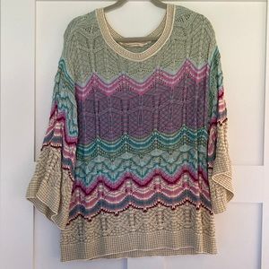 Soft surrounding soft women’s L knit sweater with three-quarter bell sleeves.